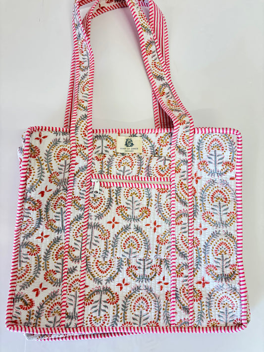 Sunset Isle | Large Quilted Zipper Tote