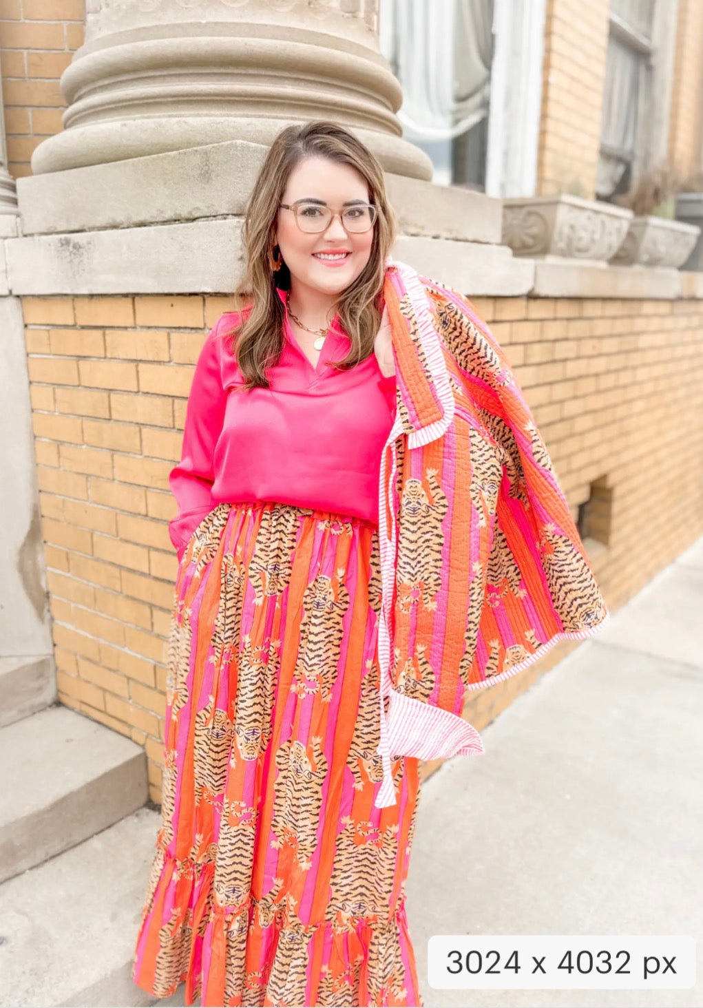 Pink + Orange Eye of the Tiger | Ruffle Skirt
