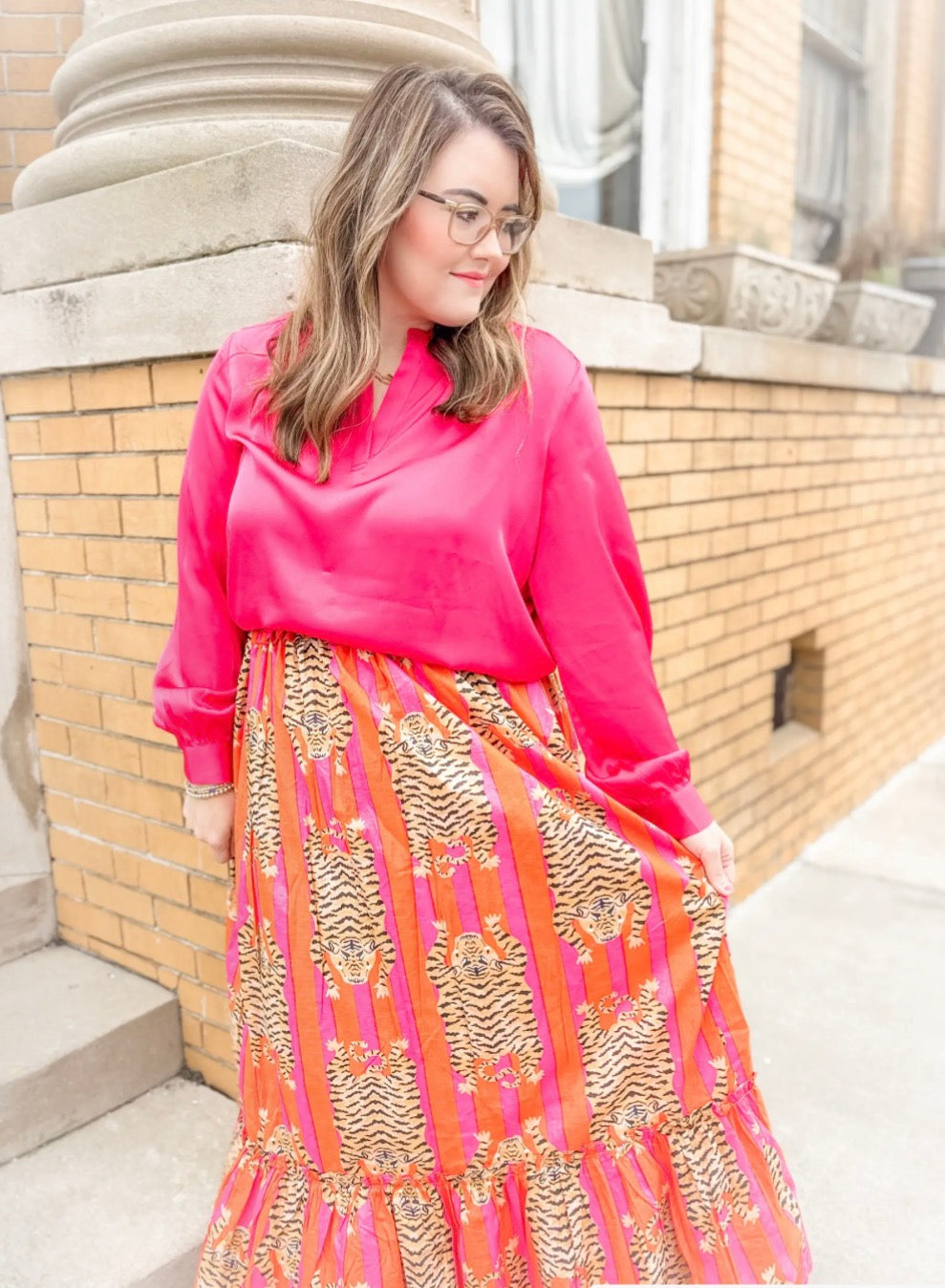 Pink + Orange Eye of the Tiger | Ruffle Skirt