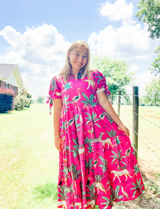 Pink safari maxi dress