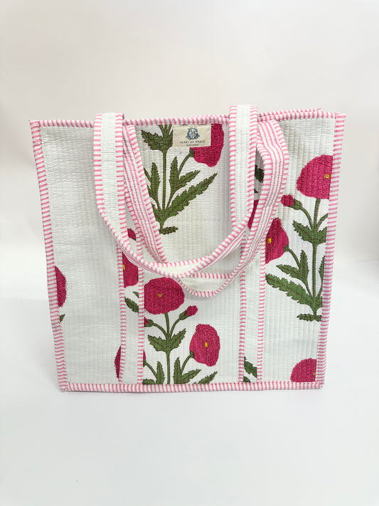 Pink Mughal | Large Quilted Tote Bag