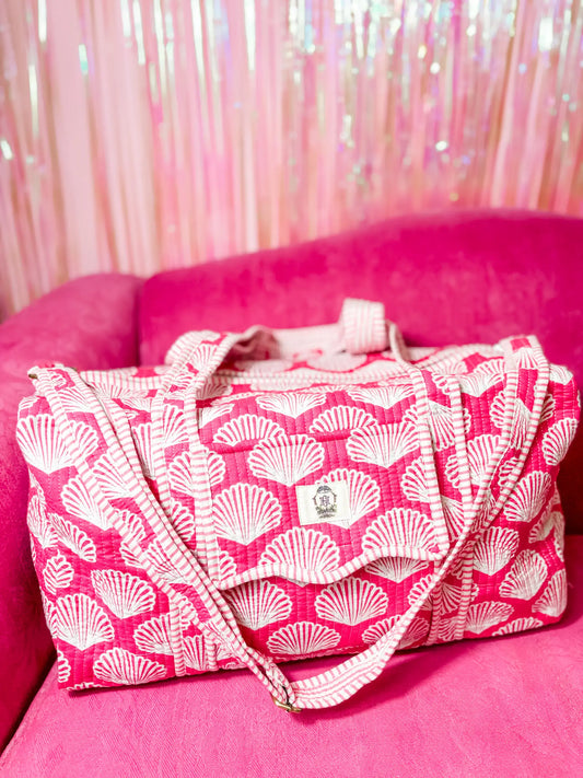 Pink Shells | Quilted Scalloped Duffle Bag