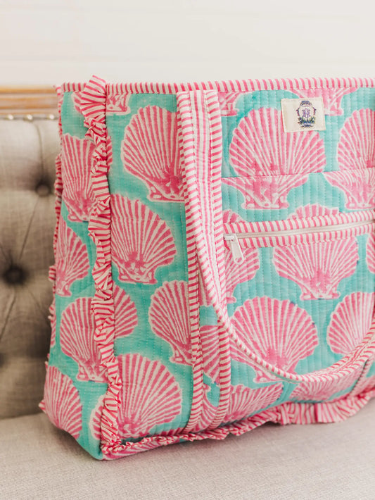 Sanibel | Large Quilted Ruffle Tote