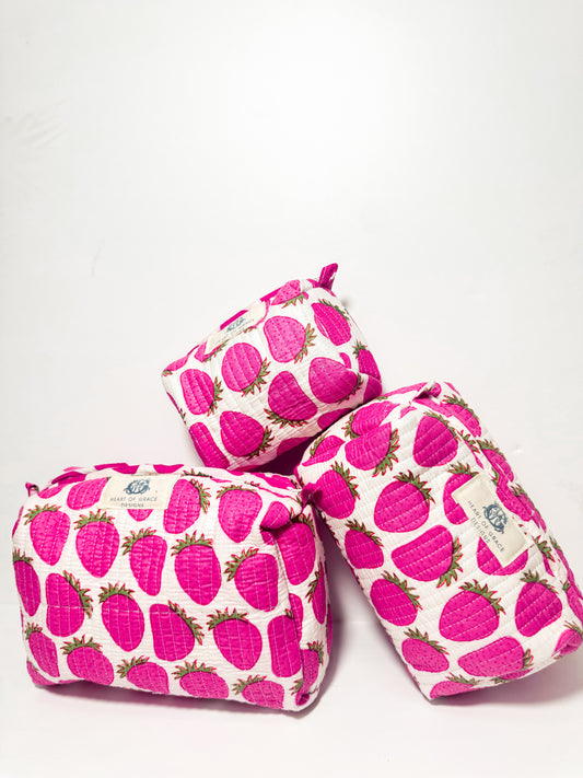 Strawberry Cosmetic Bag Set Of 3