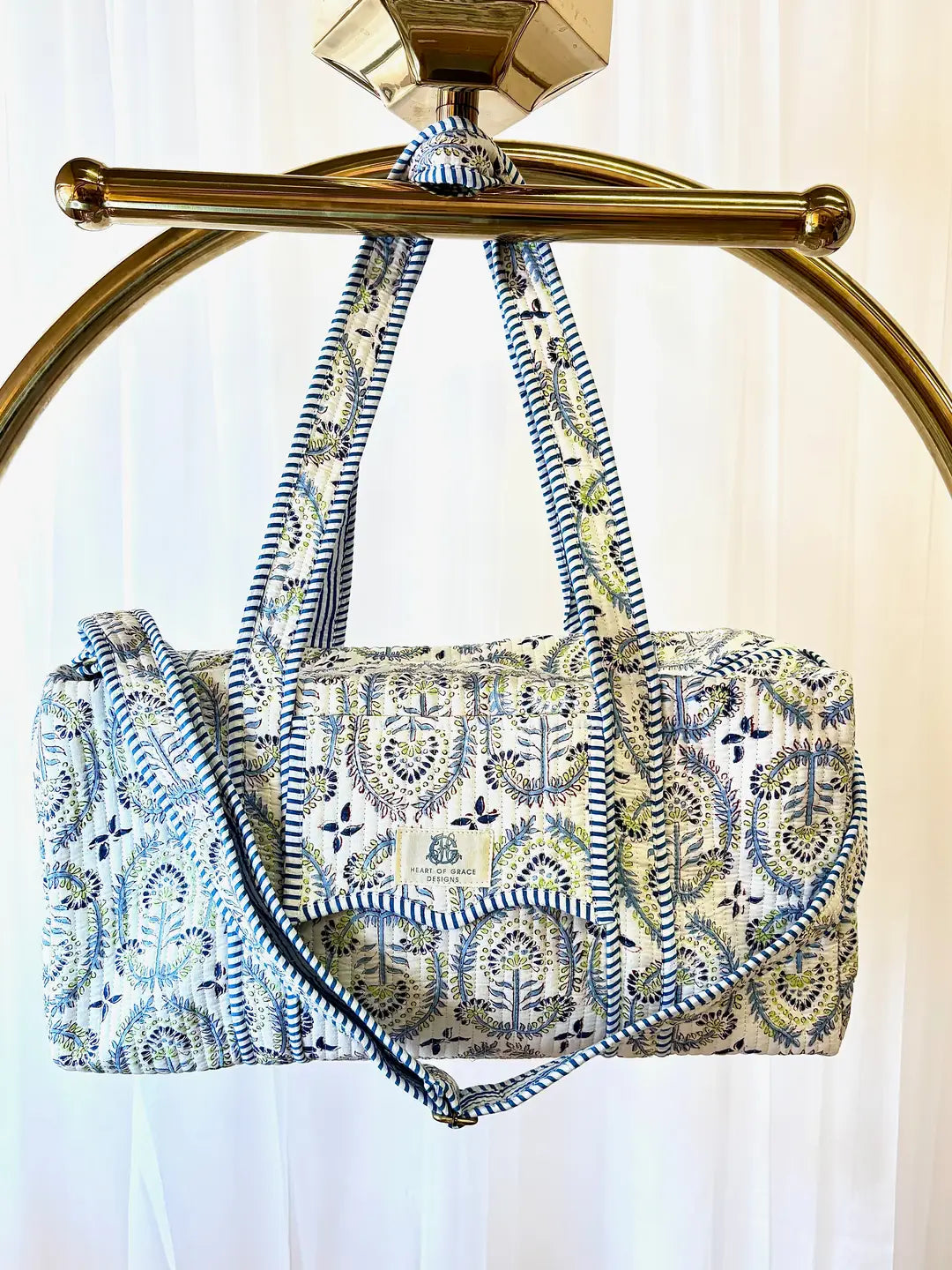 Palmetto Bloom | Large Scalloped Quilted Duffle Bag 