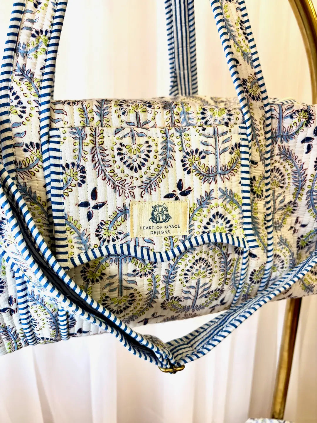 Palmetto Bloom | Large Scalloped Quilted Duffle Bag 