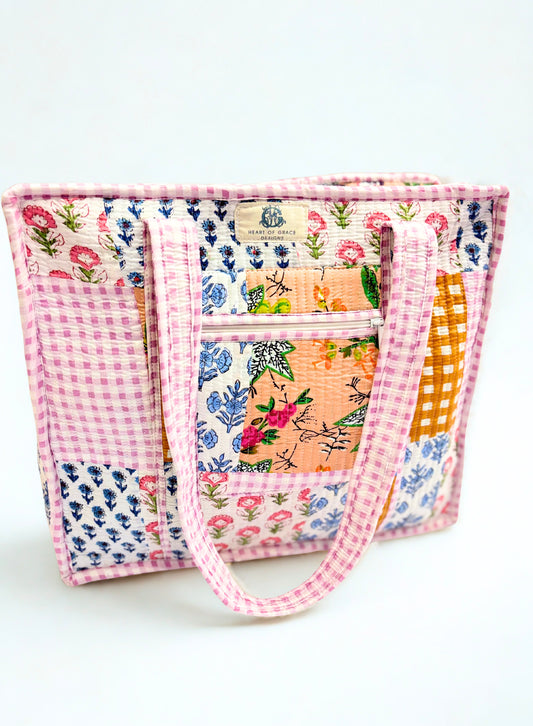 Lila Chapelle | Large Quilted Zipper Tote Bag