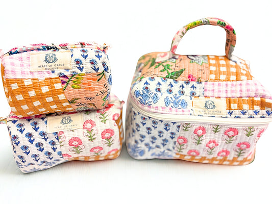 Quilted Cosmetic Bags | Set of 3 | Lila Chapelle