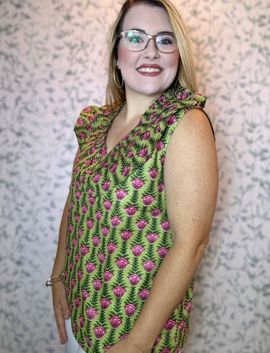 Green Ivy Ruffle Top