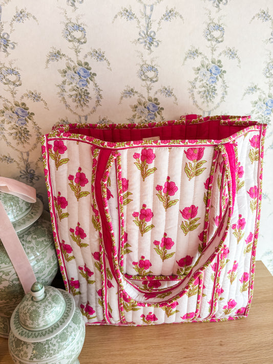 Magnolia Luxe | Large Quilted Tote Bag