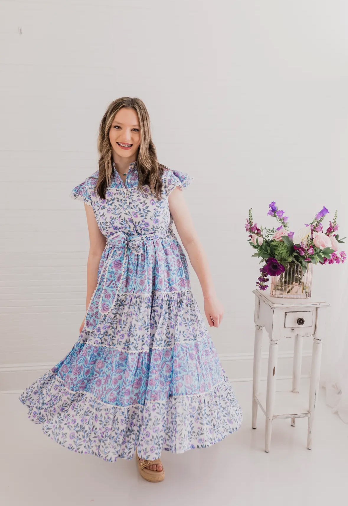 Santorini Ruffle Ric Rac Midi Dress