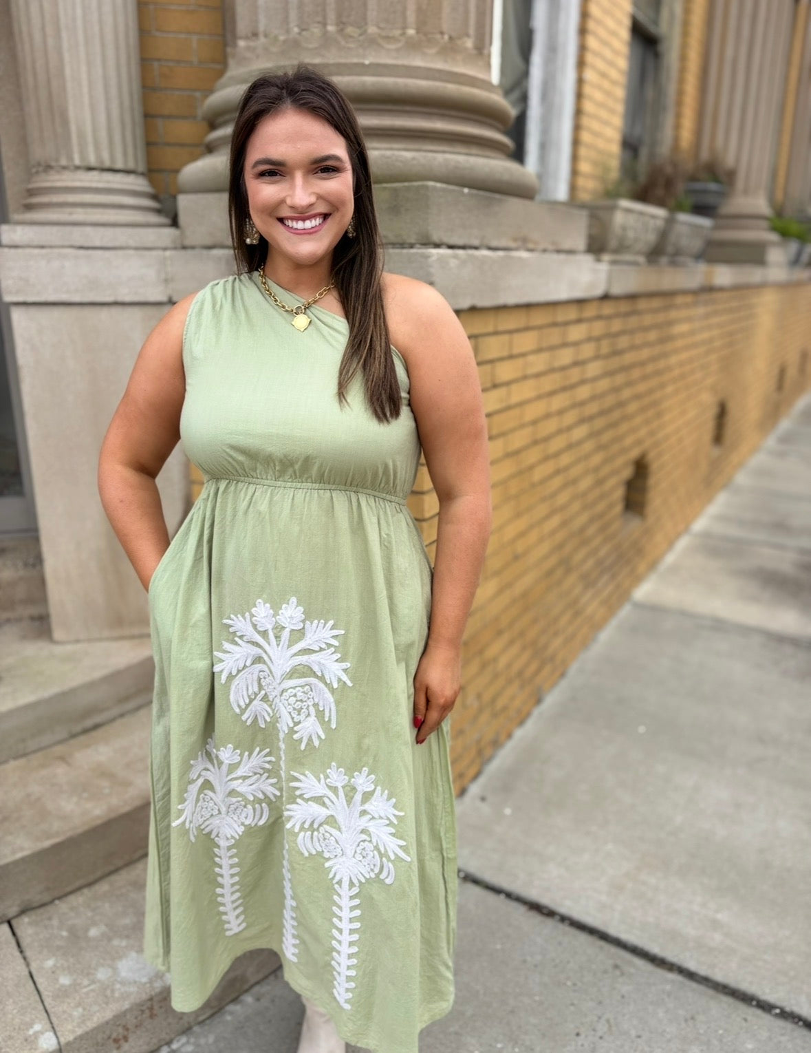 Resort Palm Midi Dress