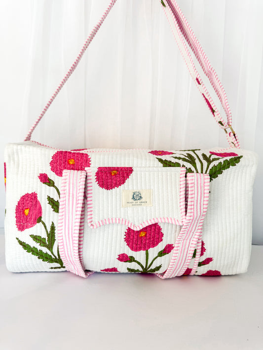 Pink Mughal | Large Quilted Duffel Bag