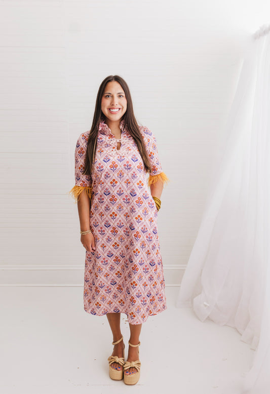 Goldenhour | Grace Luxe Feather Maxi Caftan