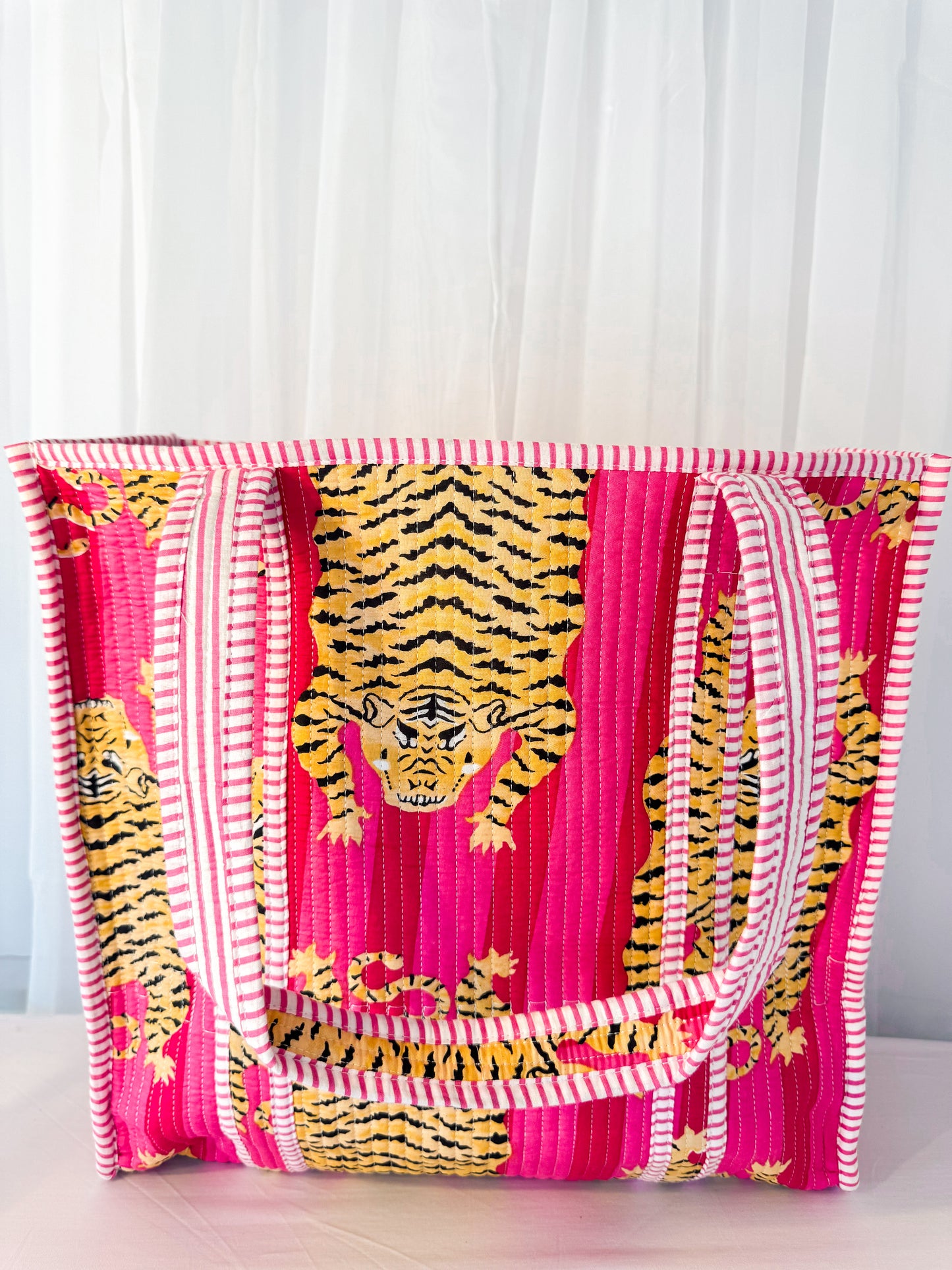 Pink Eye of the Tiger Quilted Tote