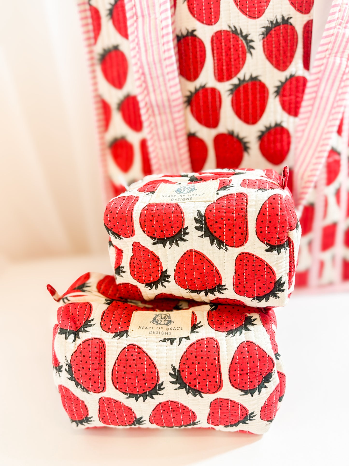 Strawberry Rose | Cosmetic Bag-Set Of 2