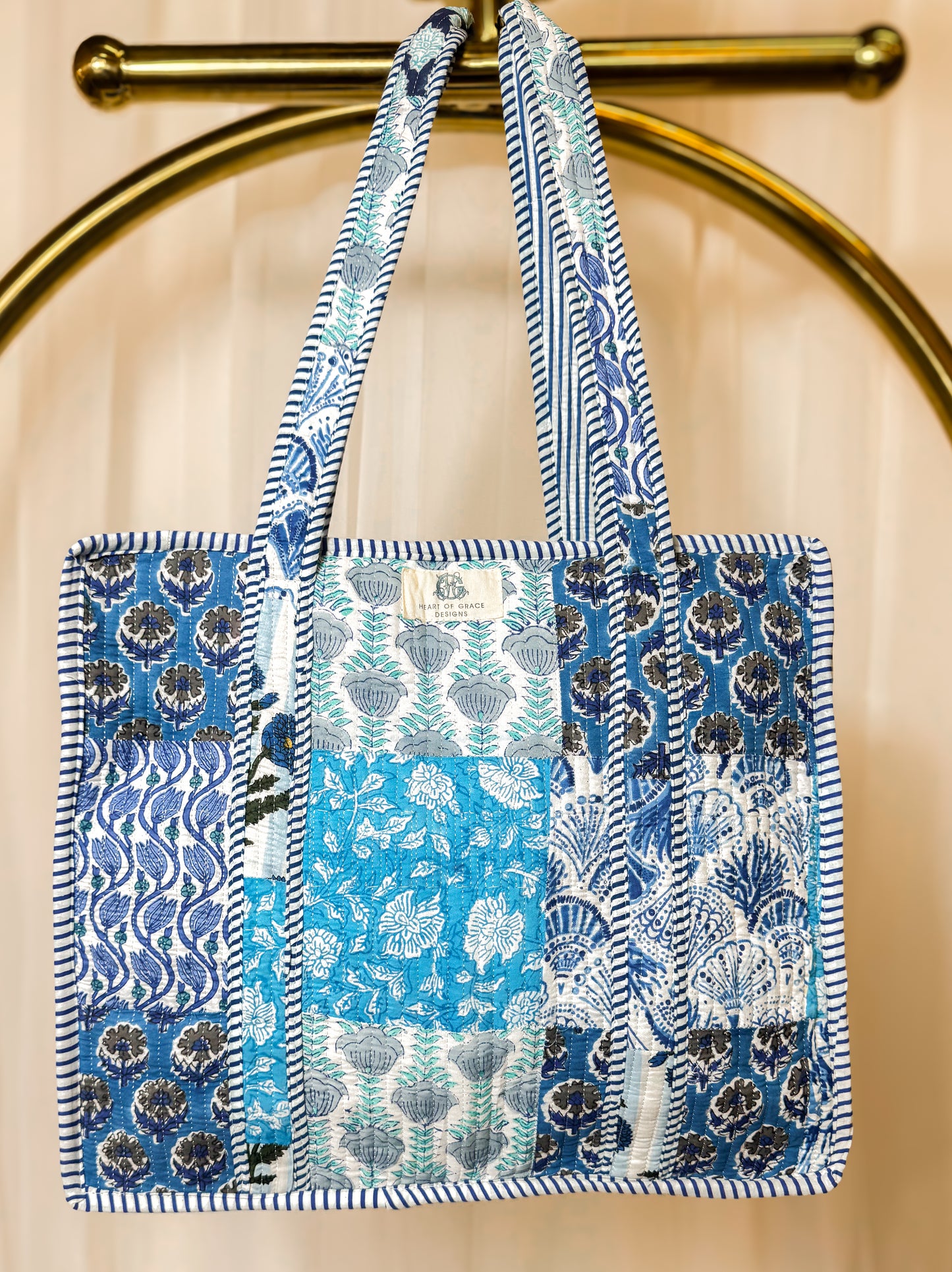 Blue City | Large Quilted Zipper Tote