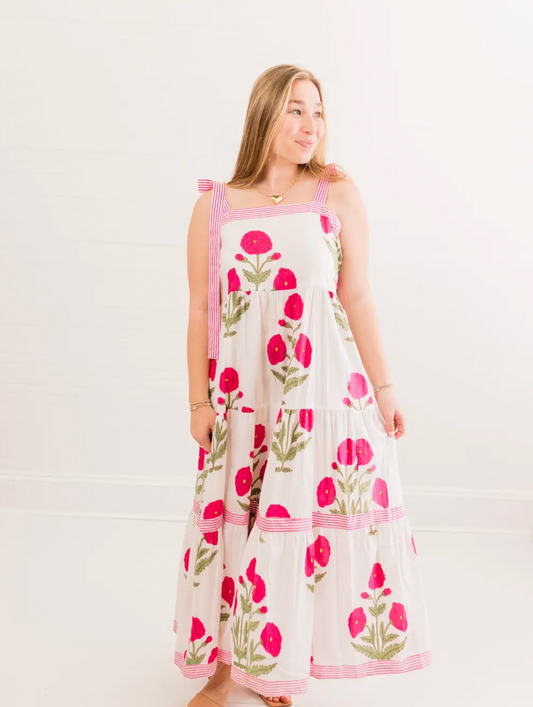 Pink Mughal Bow Maxi Dress