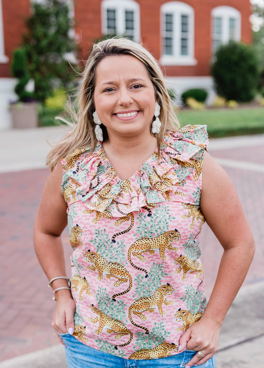 Pink Safari Ruffle Top