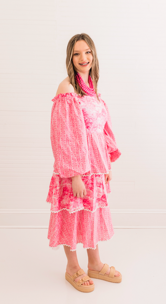 Pink Paradise RicRac Maxi Dress