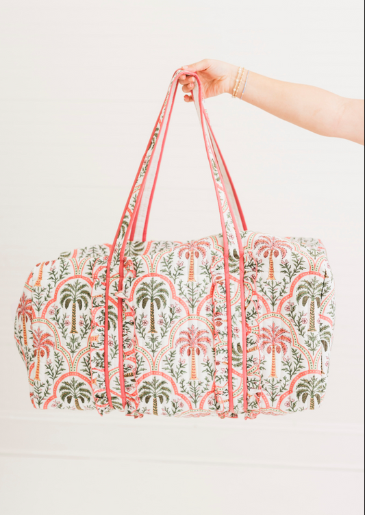 Palma Rosa Luxe | Large Quilted Duffle Bag