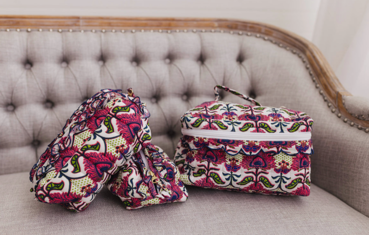 Primrose Luxe | Quilted Cosmetic Set of 3