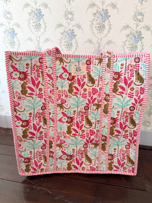 Palm Party Large Quilted Tote