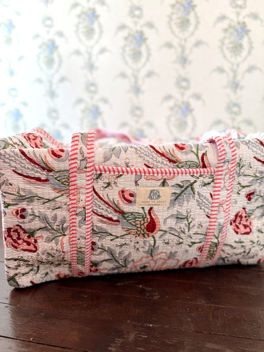 Garden Blooms Large Quilted Duffle
