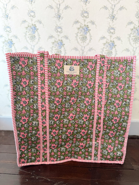 Spring Vines Large Quilted Tote