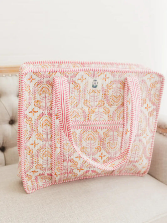 Dahlia Quilted Zipper Tote